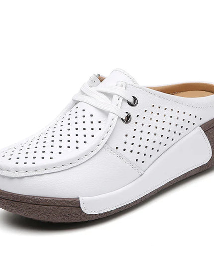 Plus Size Leather Wedge Slippers.