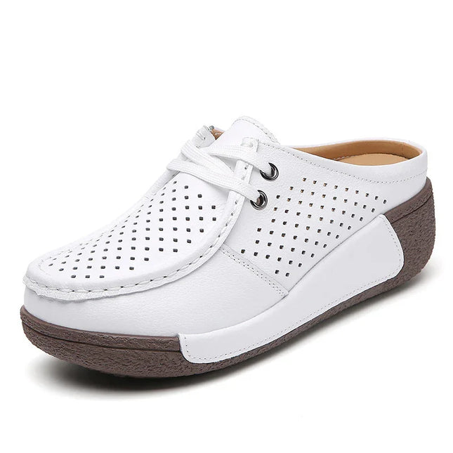 Plus Size Leather Wedge Slippers.