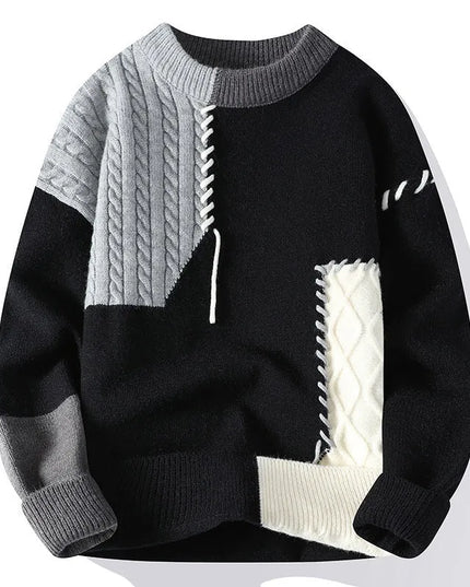 Long Sleeve Colorblock Knit Sweater