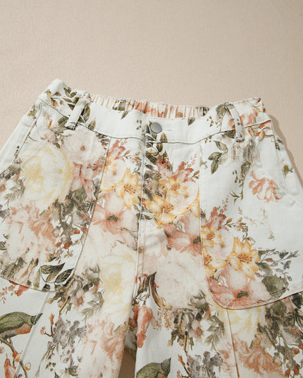 Floral shorts on a beige background