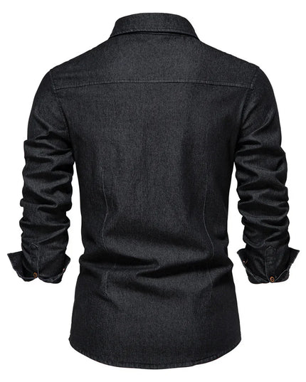 Slim Fit Long-Sleeve Denim Shirt.