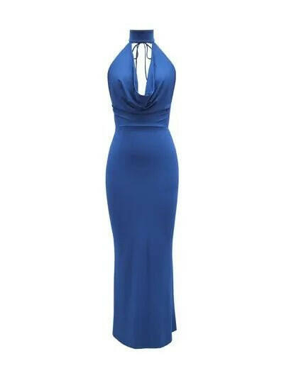 Backless Lace Up Back Sleeveless Maxi Dress.