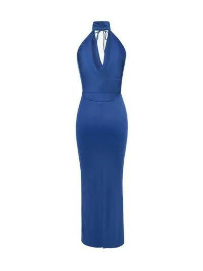 Backless Lace Up Back Sleeveless Maxi Dress.