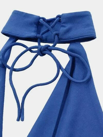Backless Lace Up Back Sleeveless Maxi Dress.