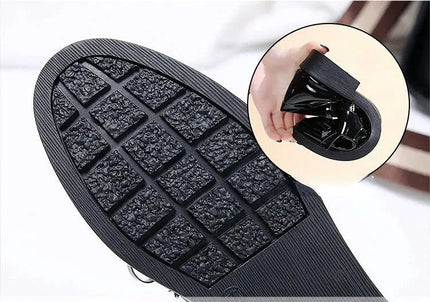 Black Patent Leather Slip On Loafers.