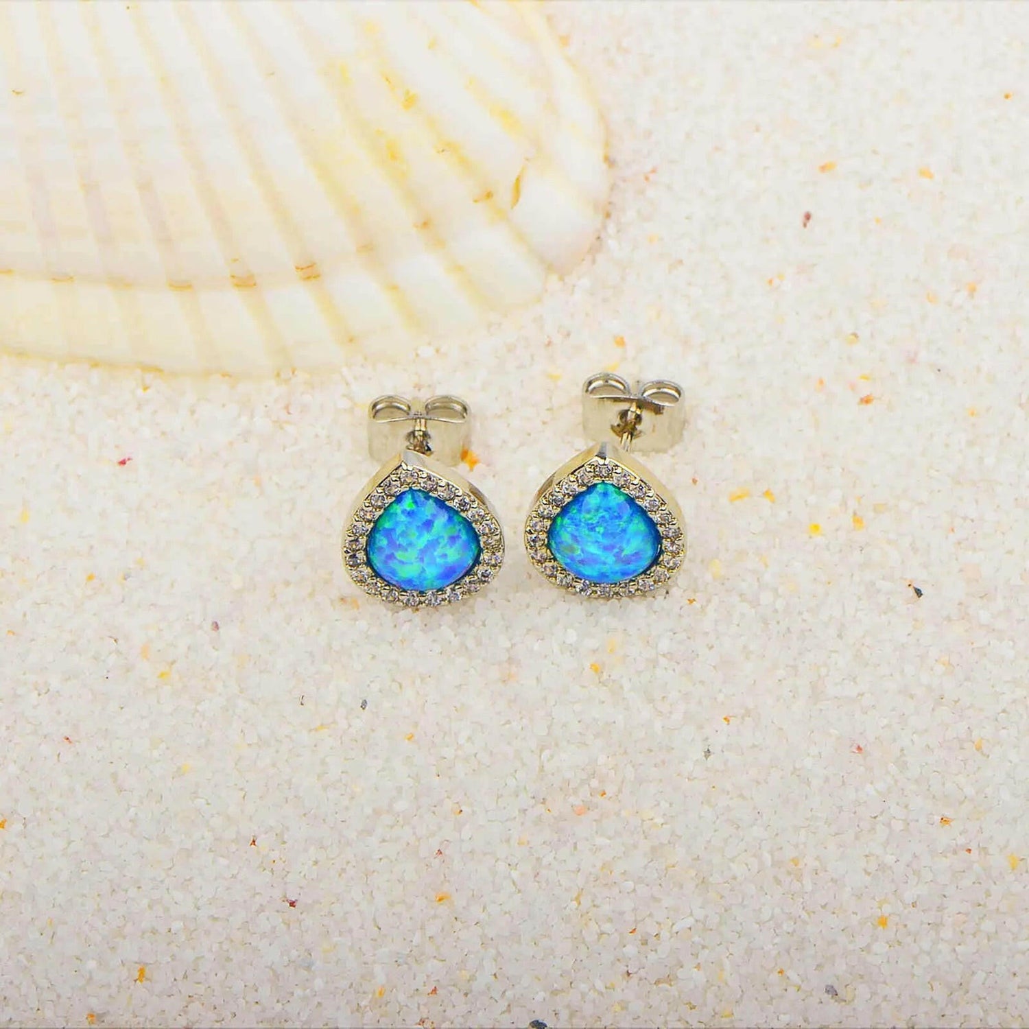 Blue Opal Earrings.