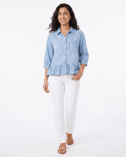 Blue Ruffle Denim Shirt - Everclothed™