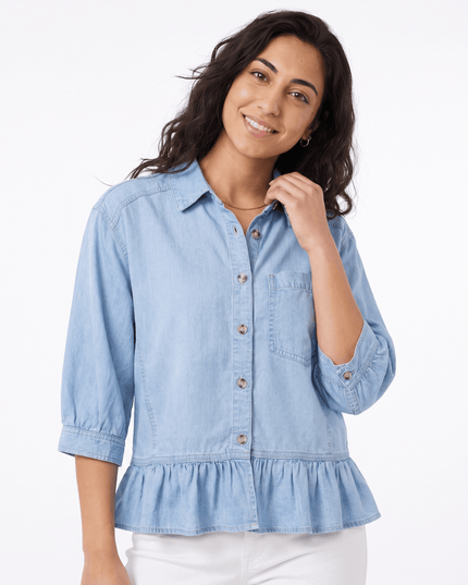 Blue Ruffle Denim Shirt - Everclothed™