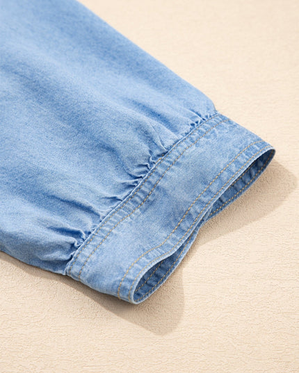 Blue Ruffle Denim Shirt - Everclothed™