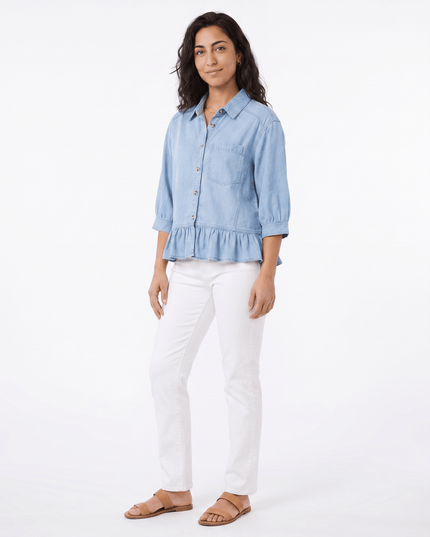 Blue Ruffle Denim Shirt - Everclothed™