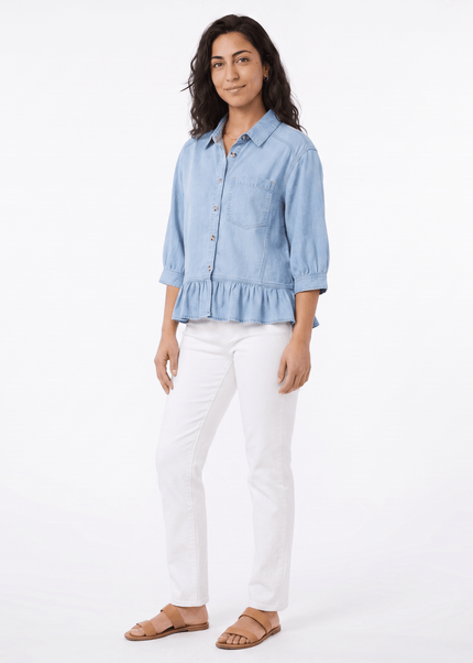 Blue Ruffle Denim Shirt - Everclothed™