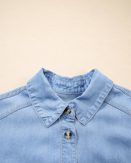Blue Ruffle Denim Shirt - Everclothed™