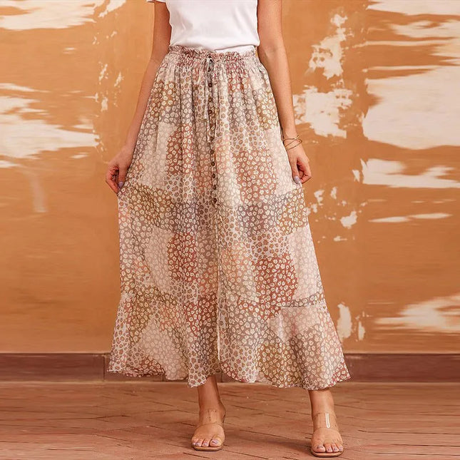 Boho High Waist Maxi skirt – Pleated & Buttoned.