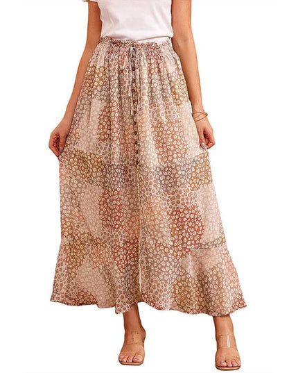 Boho High Waist Maxi skirt – Pleated & Buttoned.