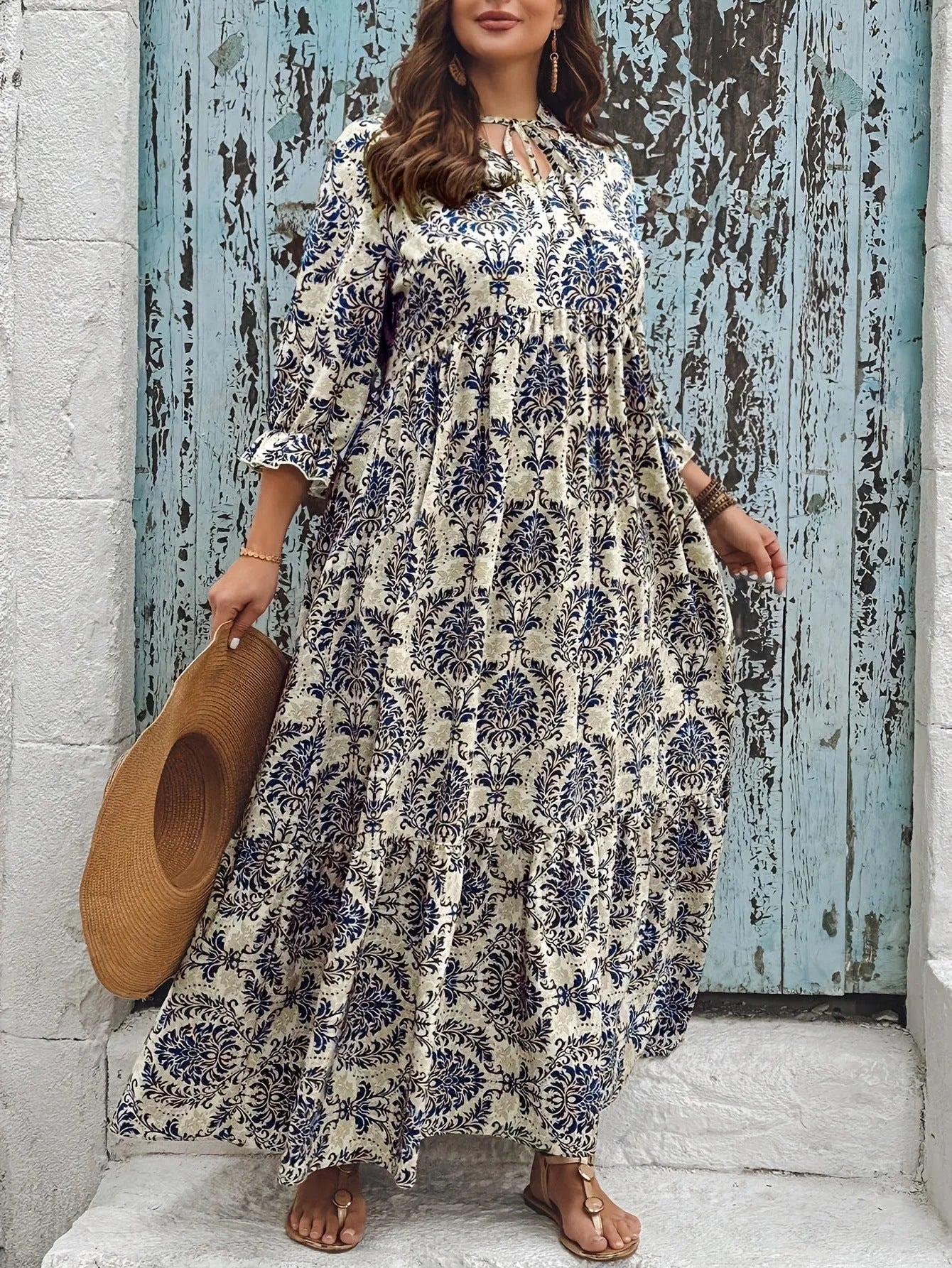 Boho V-Neck Swing Dress.