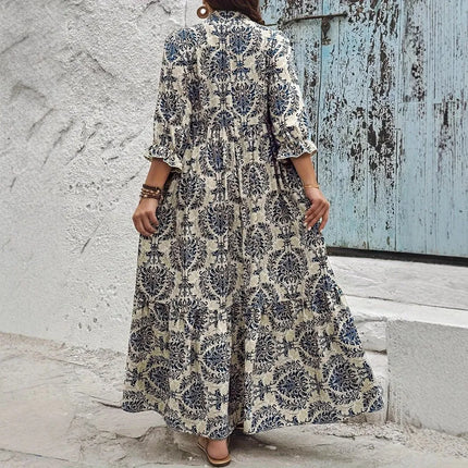 Boho V-Neck Swing Dress.