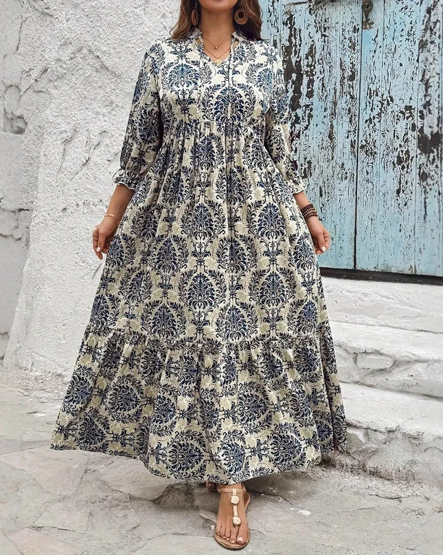 Boho V-Neck Swing Dress.