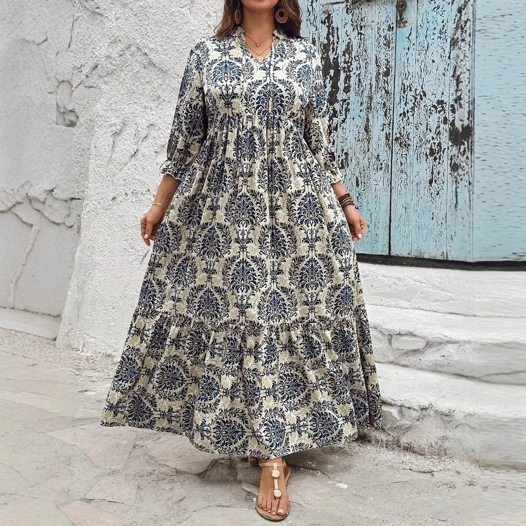 Boho V-Neck Swing Dress.