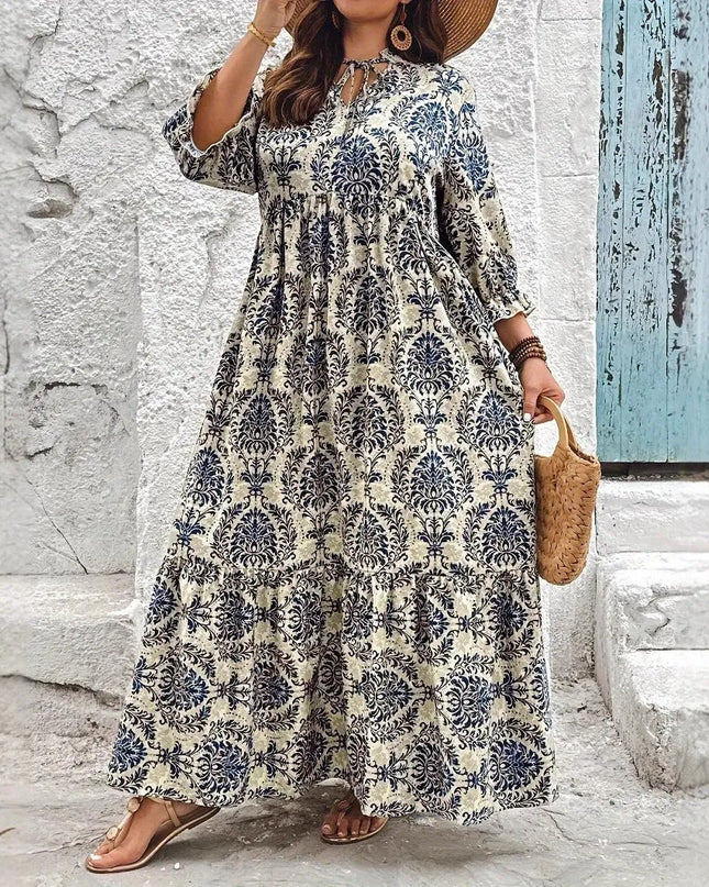 Boho V-Neck Swing Dress.