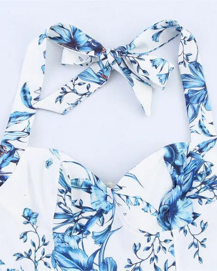 Bold Print Halter Dress – Chic & Flirty Style.