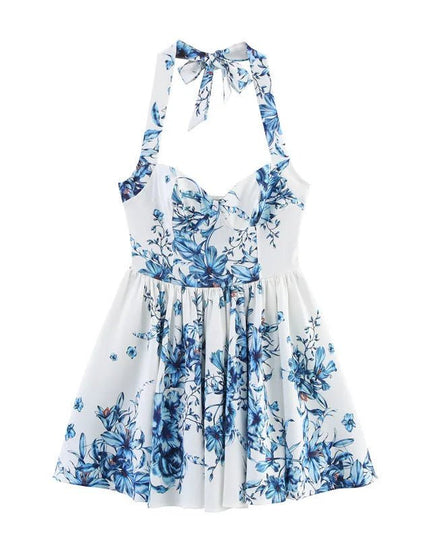 Bold Print Halter Dress – Chic & Flirty Style.