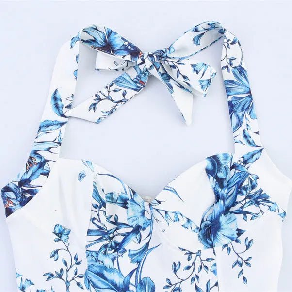 Bold Print Halter Dress – Chic & Flirty Style.