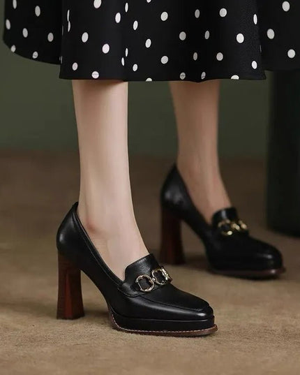 British Retro Casual High Heels.