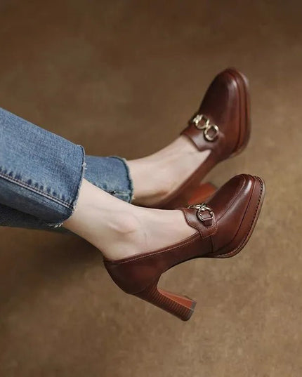 British Retro Casual High Heels.