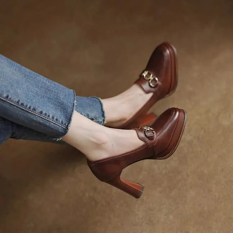 British Retro Casual High Heels.