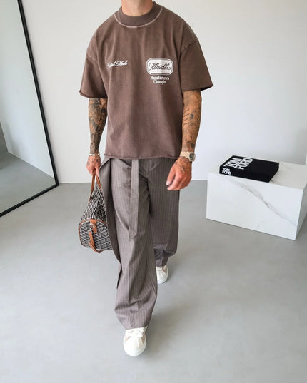 Casual Men's Pants with Stripes & Drawstring Waist.