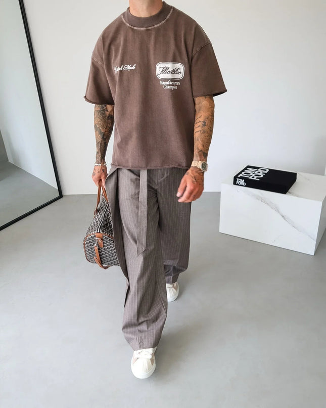 Casual Men's Pants with Stripes & Drawstring Waist.