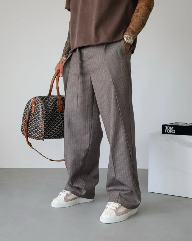 Casual Men's Pants with Stripes & Drawstring Waist.
