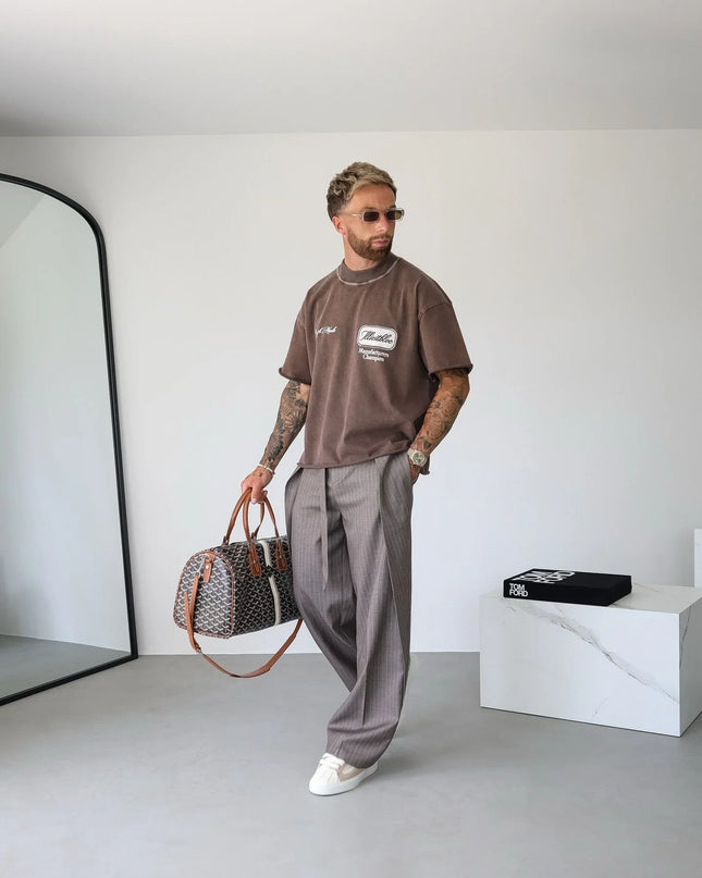 Casual Men's Pants with Stripes & Drawstring Waist.