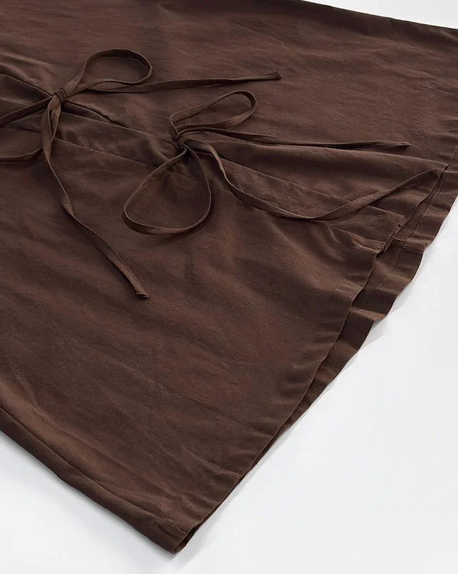 Casual Pure Cotton Tied Top Wide Leg Pants Suit.