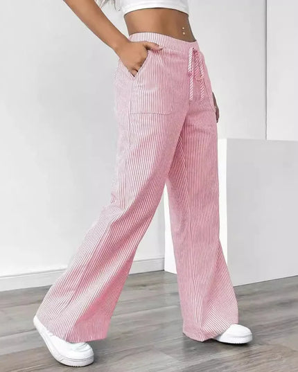 Casual Striped Wide Leg Pants for Women.