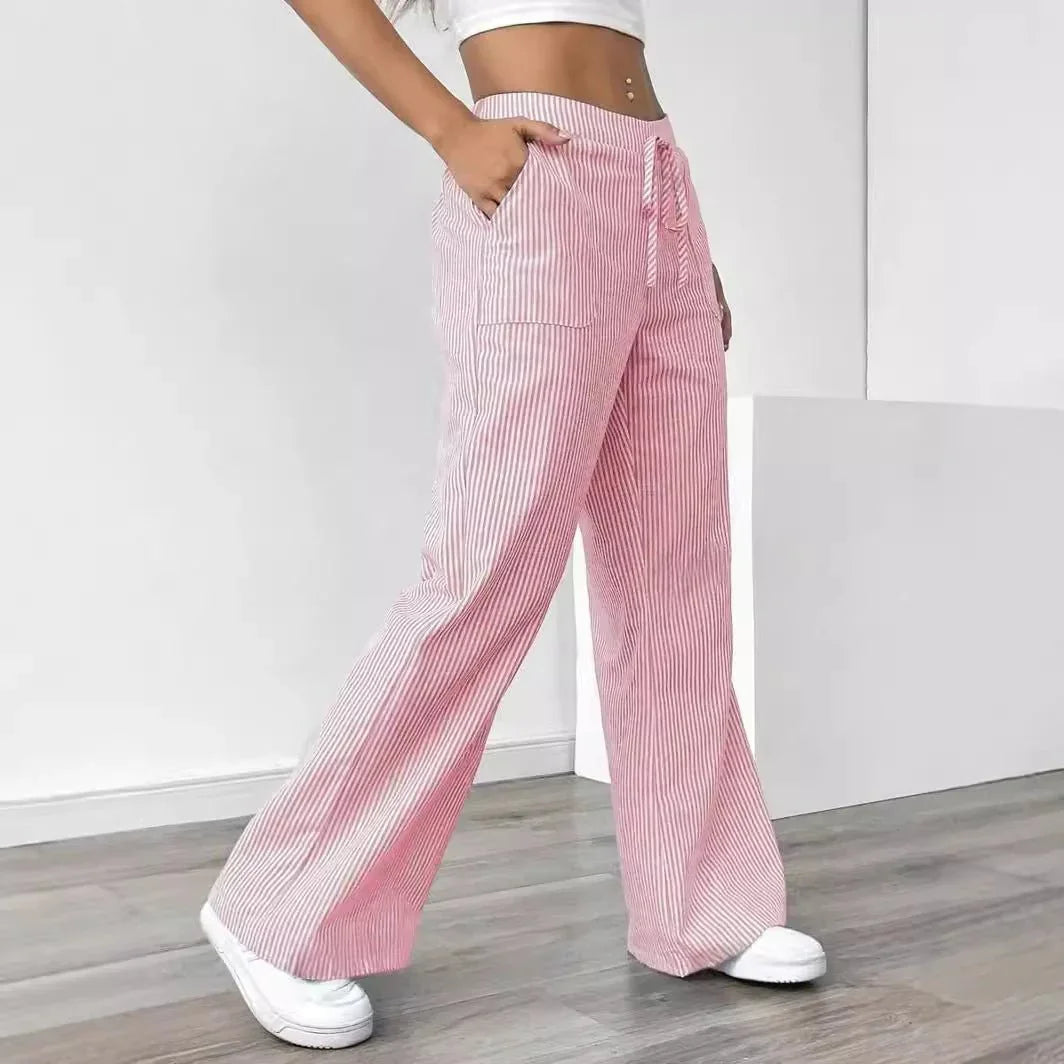 Casual Striped Wide Leg Pants for Women.