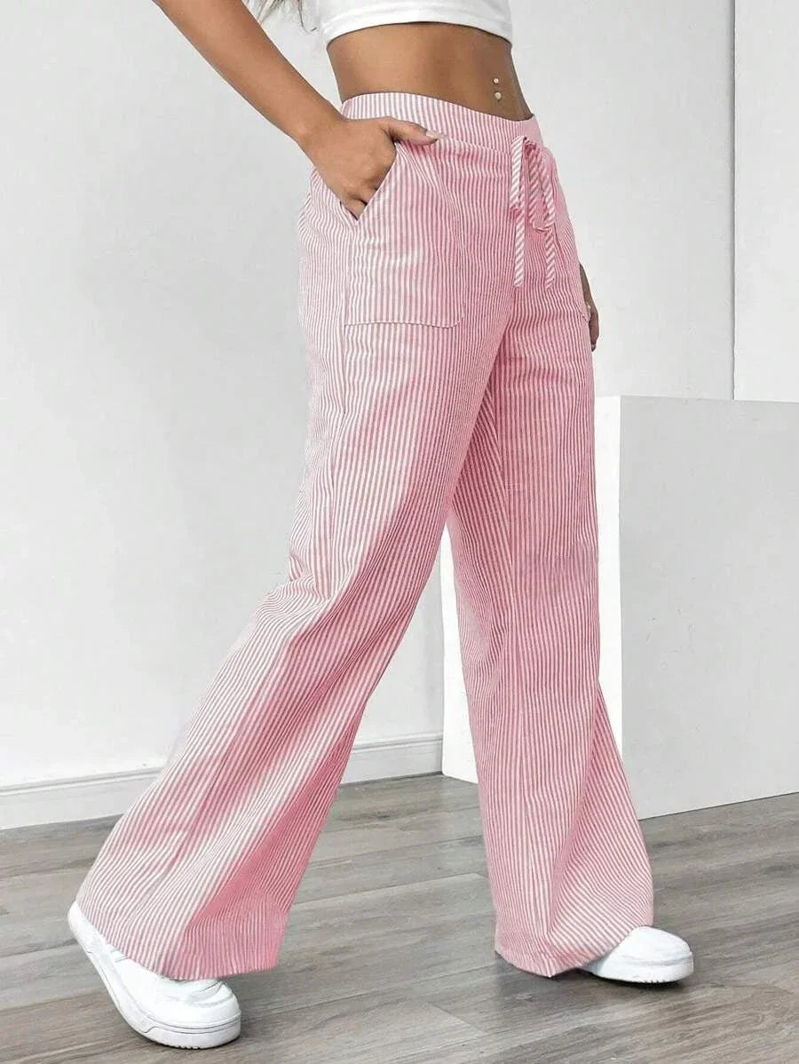Casual Striped Wide Leg Pants for Women.