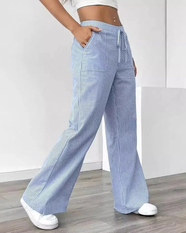Casual Striped Wide Leg Pants for Women.
