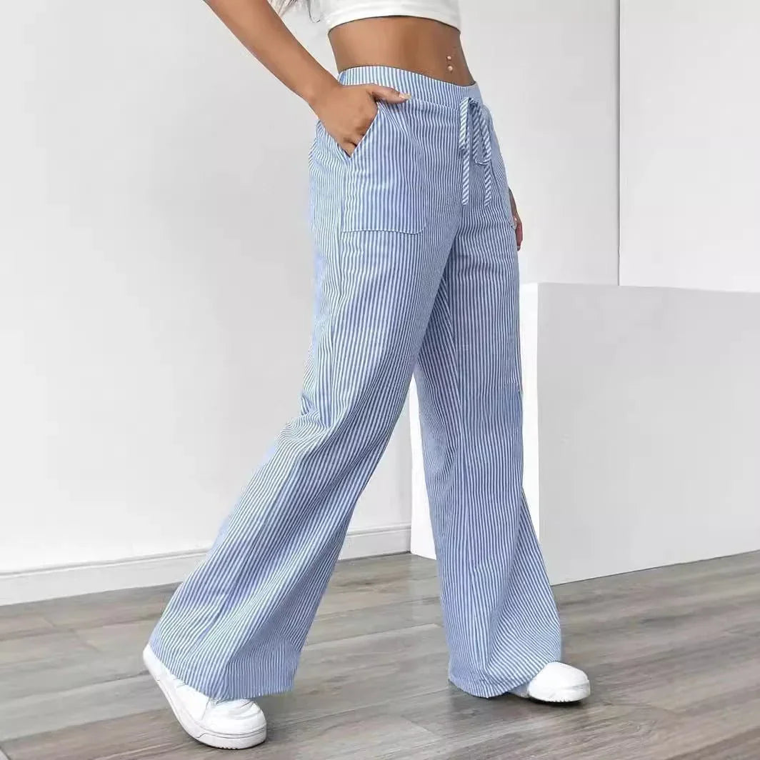 Casual Striped Wide Leg Pants for Women.