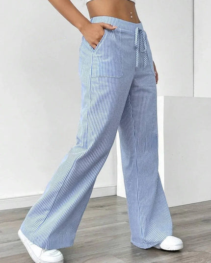 Casual Striped Wide Leg Pants for Women.