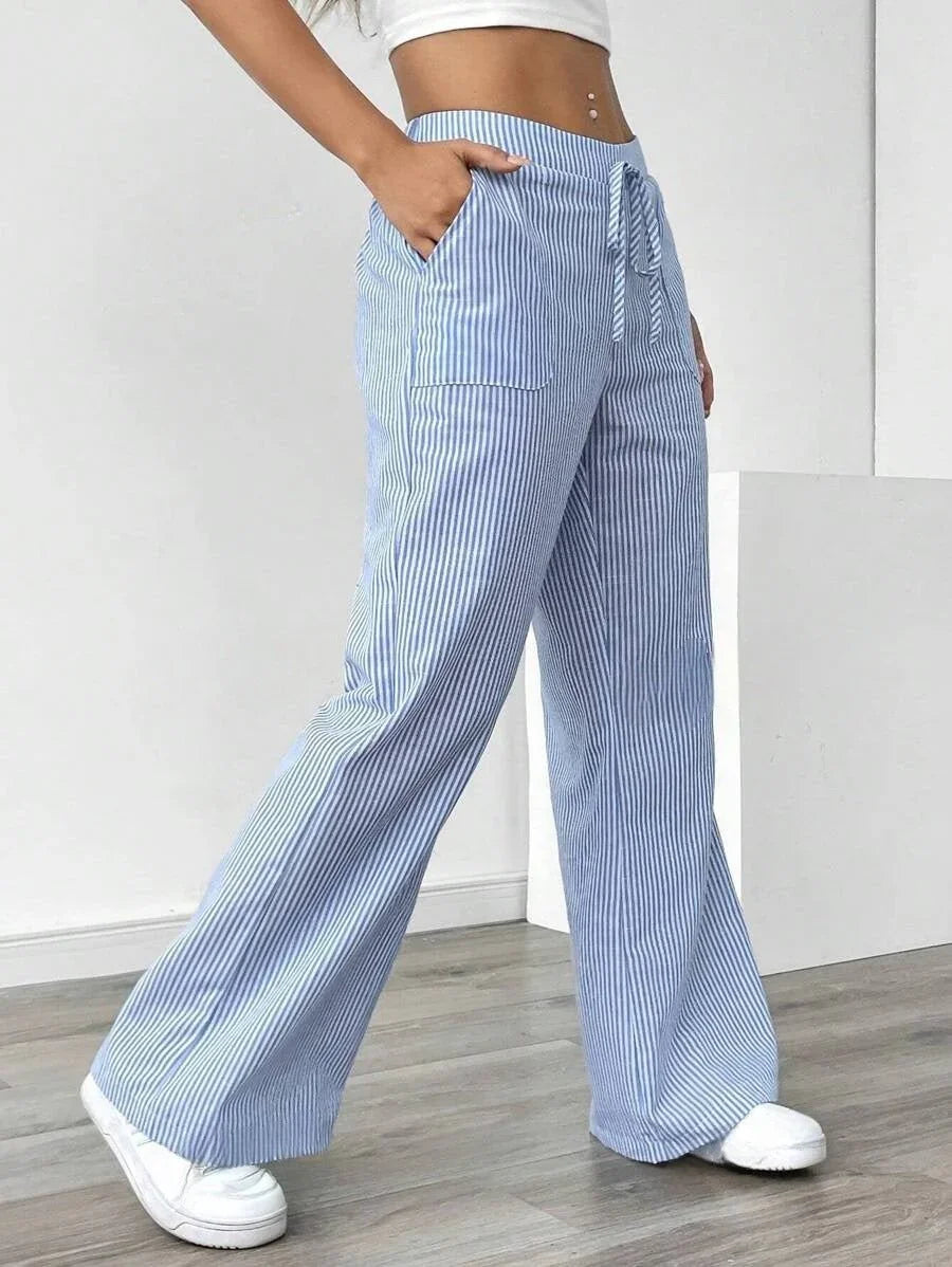 Casual Striped Wide Leg Pants for Women.