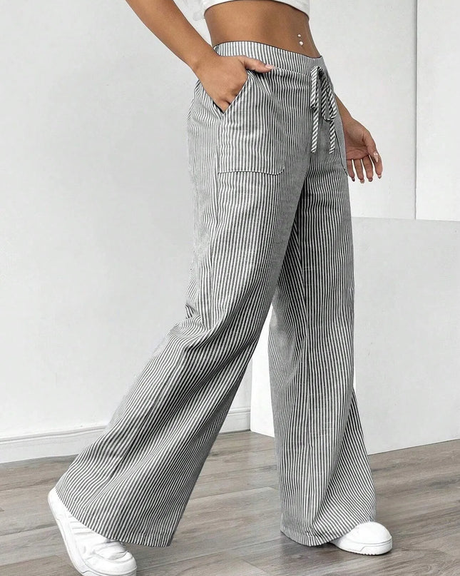 Casual Striped Wide Leg Pants for Women.