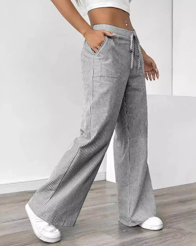Casual Striped Wide Leg Pants for Women.