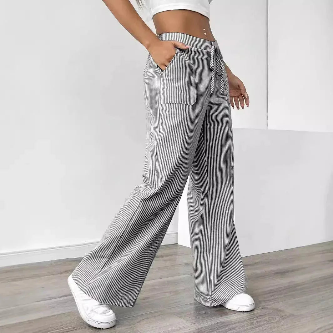 Casual Striped Wide Leg Pants for Women.