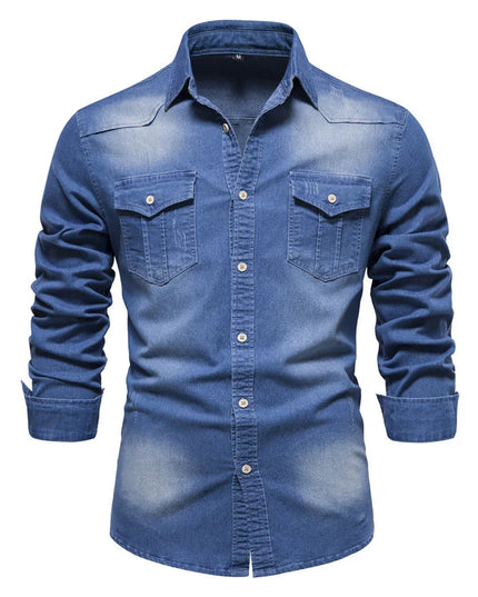 Slim Fit Long-Sleeve Denim Shirt.