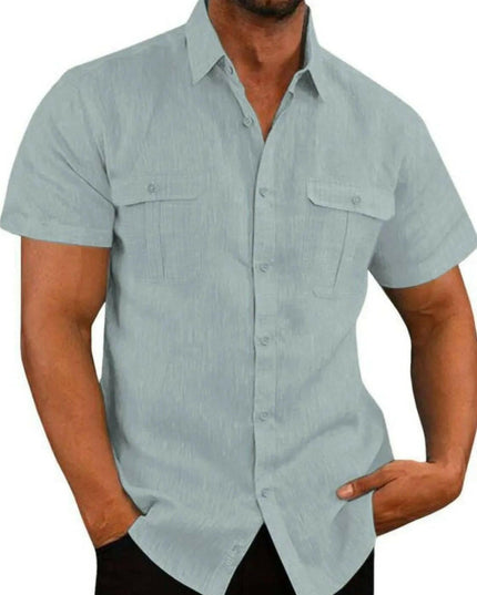 Collared Neck Short Sleeve Shirt.