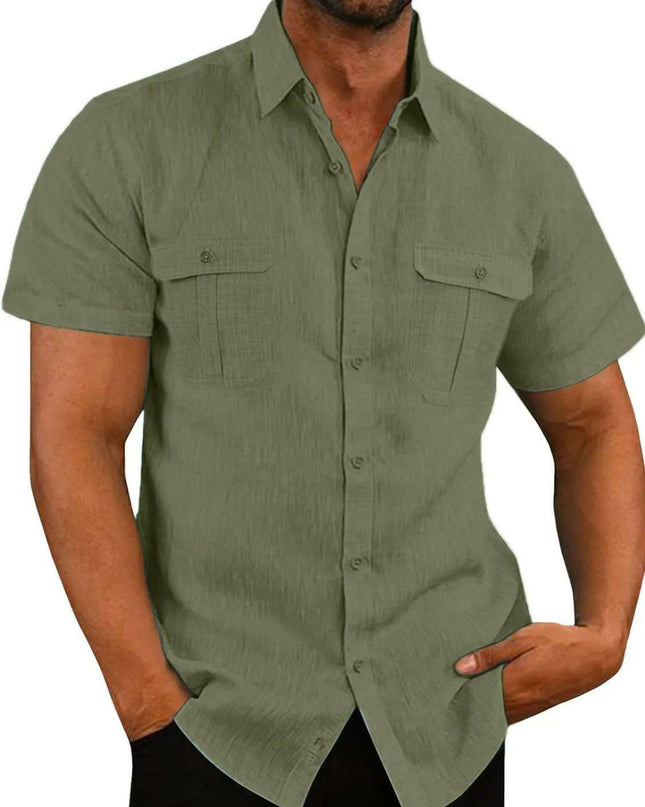 Collared Neck Short Sleeve Shirt.