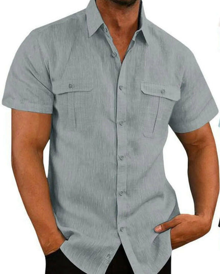 Collared Neck Short Sleeve Shirt.