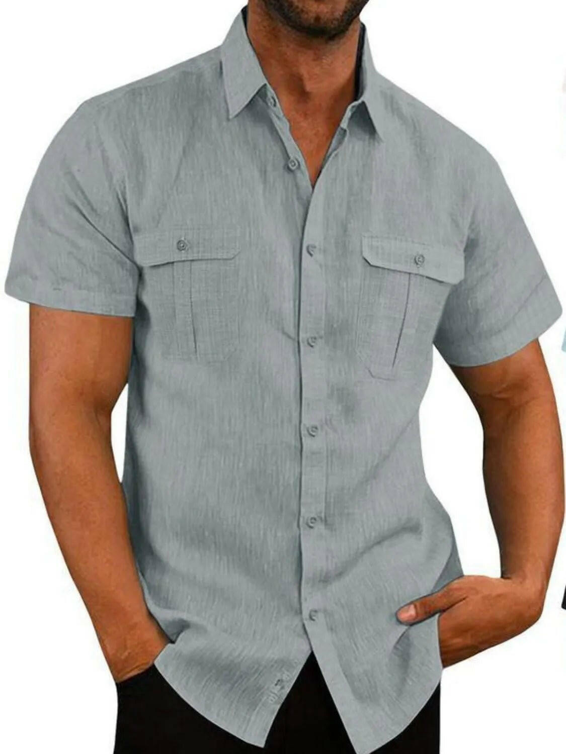 Collared Neck Short Sleeve Shirt.
