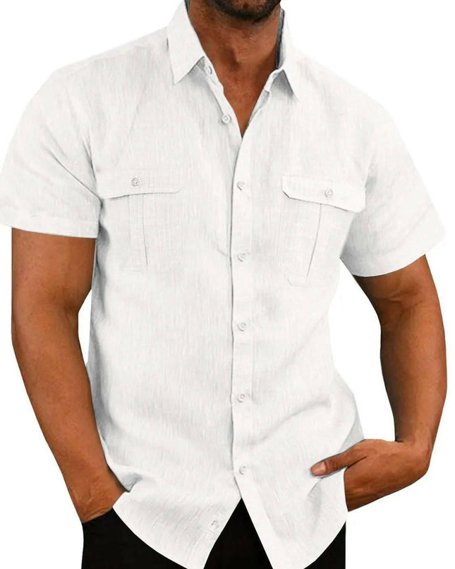 Collared Neck Short Sleeve Shirt.